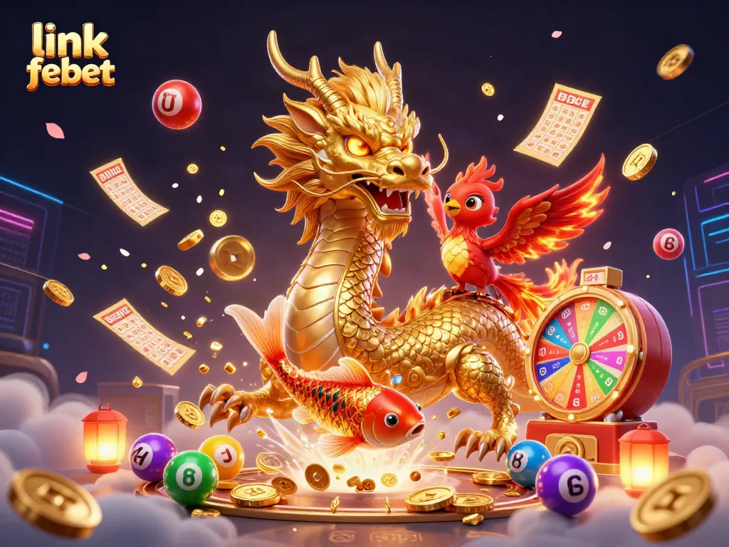 Experience thrilling games at link febet with a dynamic casino-themed digital illustration.