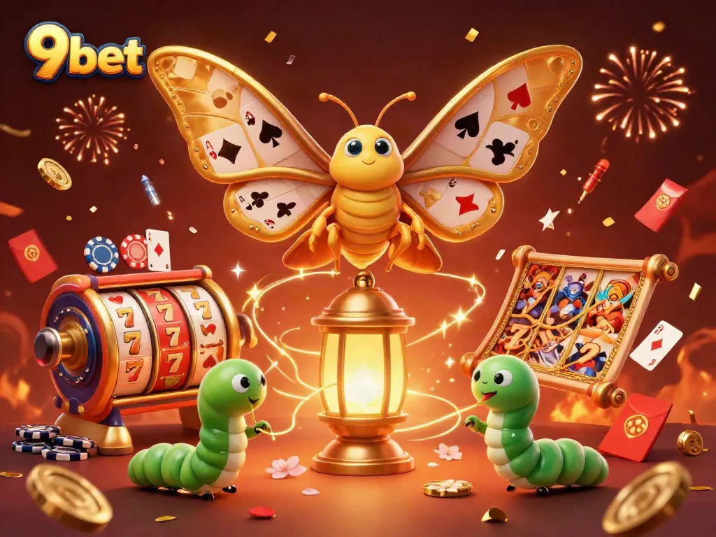 Experience thrilling adventures with 9bet's casino games and dynamic elements in a vibrant scene.
