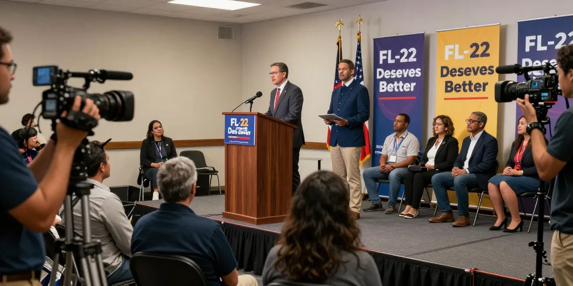 Casey Askar at a public debate engaging with voters for FL-22.