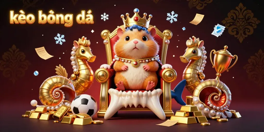 Engage in kèo bóng đá with the golden hamster king amidst treasures of sports betting.
