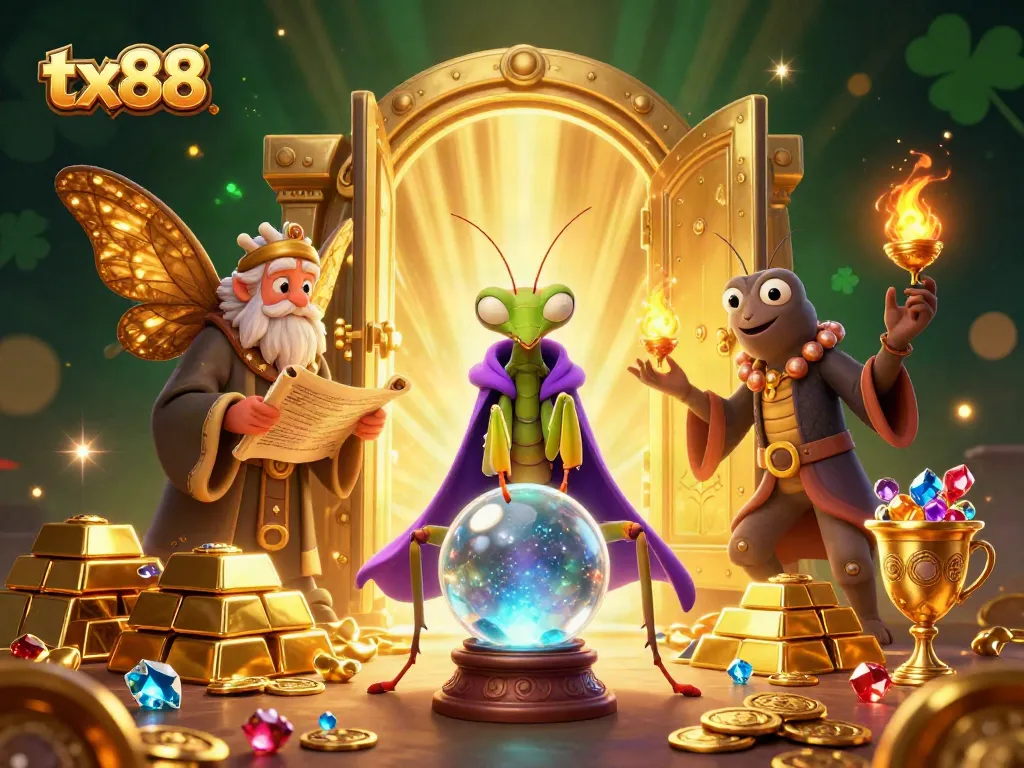 Experience the thrill of tx88 gaming with mystical characters and treasure-filled scenes.