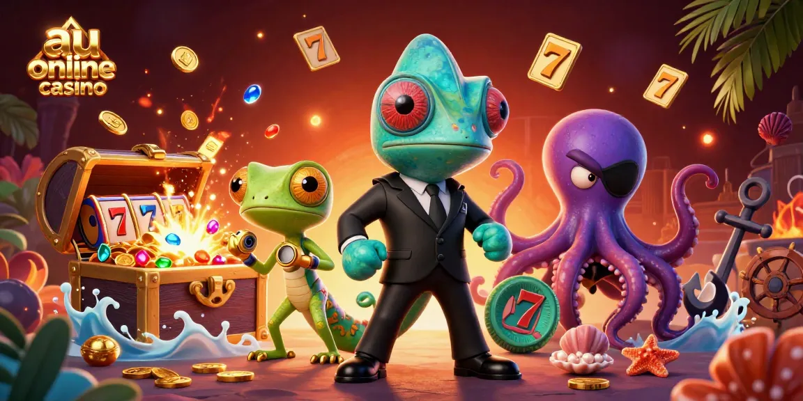 Experience thrilling gameplay in the au online casino world with vibrant 3D characters and casino elements.