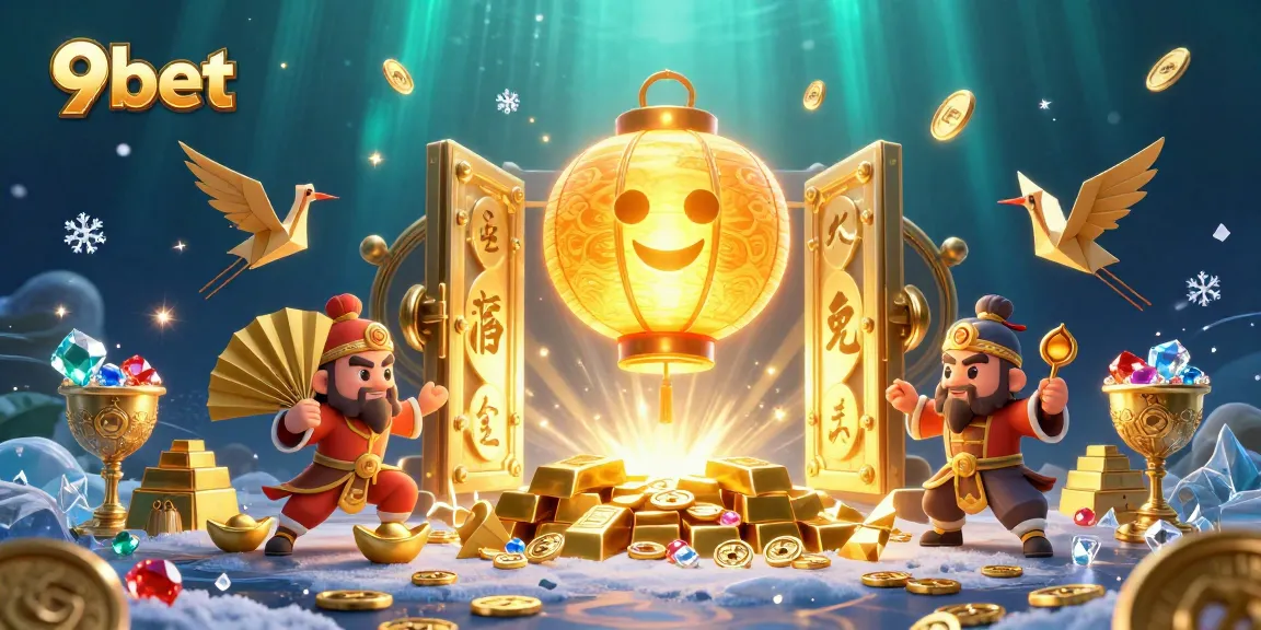 Engage with exciting casino experiences at 9bet, featuring vibrant 3D visuals of golden treasures.