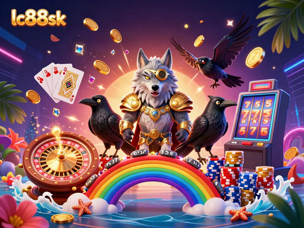 Experience thrilling casino play at lc88sk with Odin and ravens in a vibrant fantasy setting.