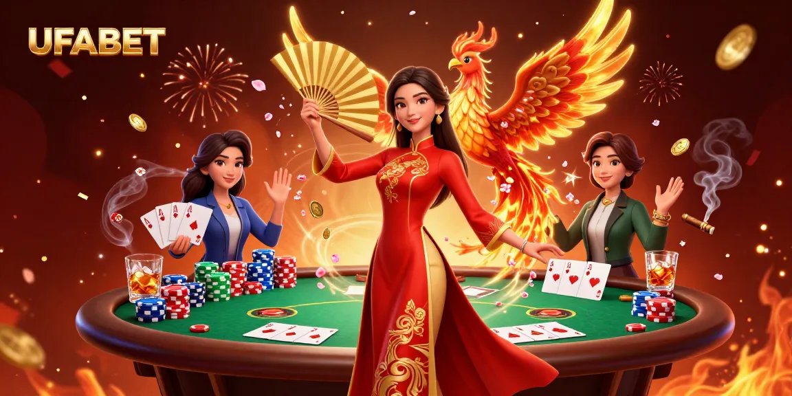 Experience exhilarating online gambling at UFABET with a stunning illustration of traditional and modern elements.