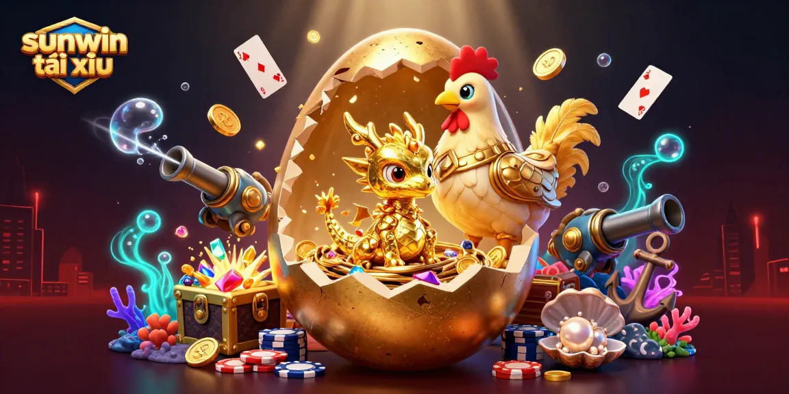 Engage with the thrilling sunwin tài xỉu casino experience, featuring a golden baby dragon and poker chips.